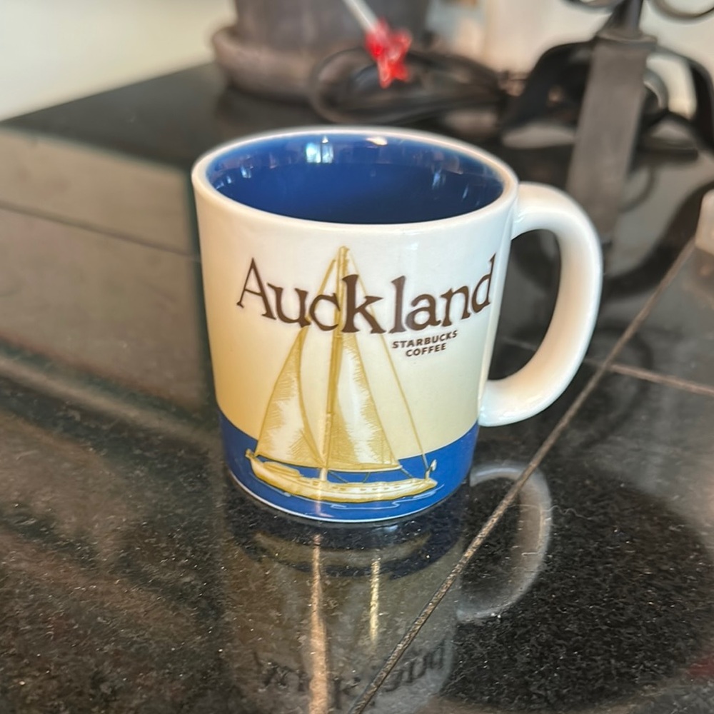 Starbucks Auckland  Blue and White Ceramic espresso 3 oz. Mug